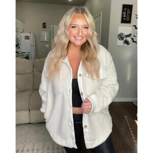 ZESICA Winter Casual Sherpa Fleece Jacket Long Sleeve Button Solid size S NSWT